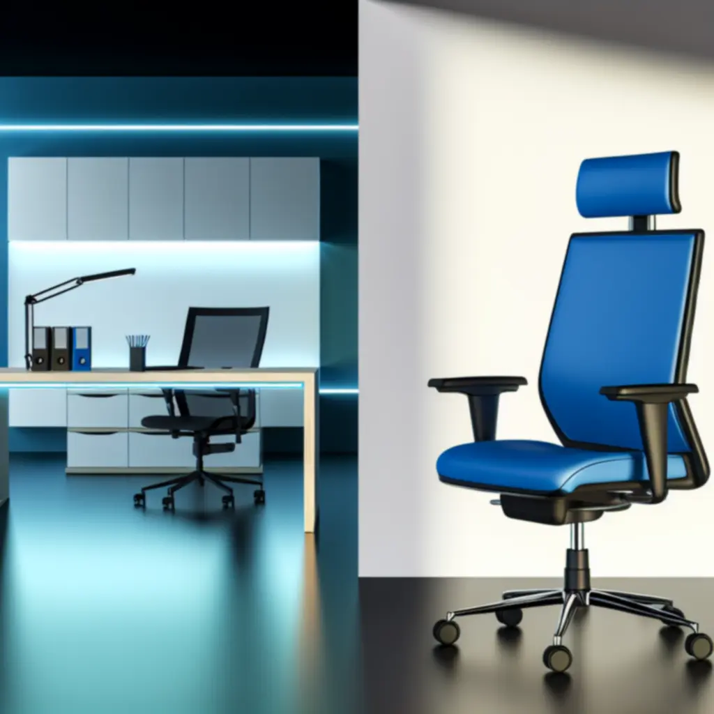 BlueSpace ergonomikus irodaszék modern, kék tónusú irodában.