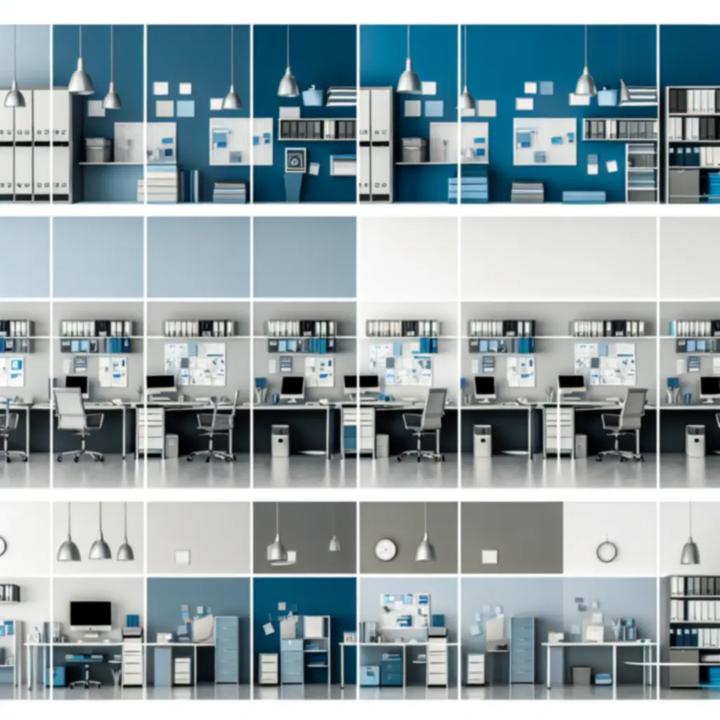 Rendezett asztali kiegészítők modern irodai környezetben